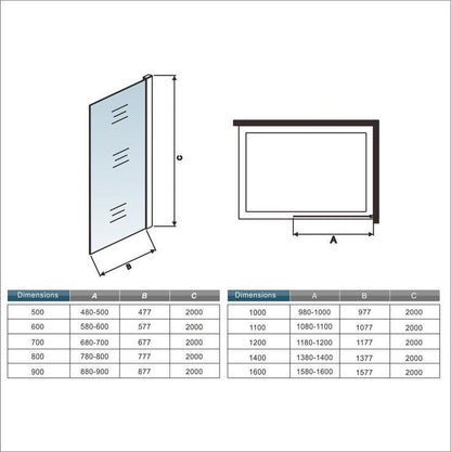Océan paroi de douche noire 70-140x200cm sérigraphie noire en verre anticalcaire livré avec une barre extensible 70-120cm