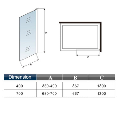 pare-baignoire 40/70x130cm écran fixé en verre anti-calcaire Océan